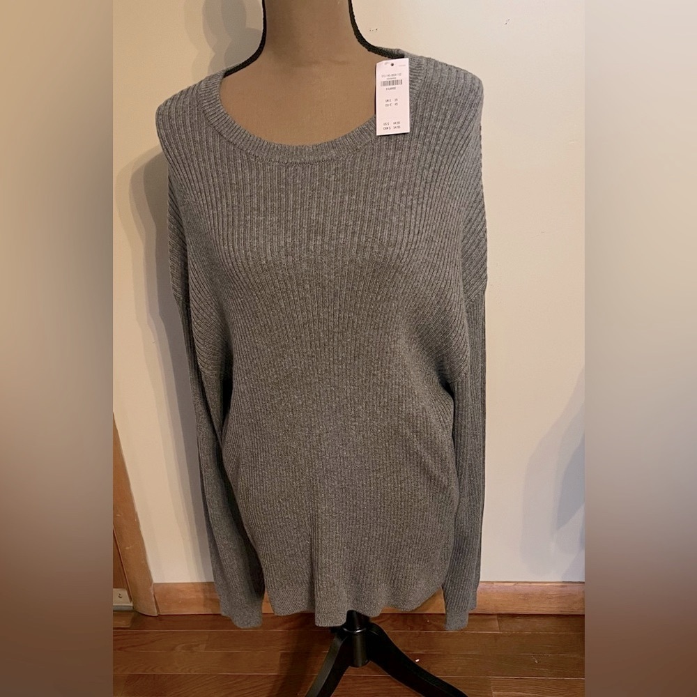 NWT/ GILLY HICKS (HOLLISTER) WOMENS RIBBED GRAY SWEATER,  SIZE XL